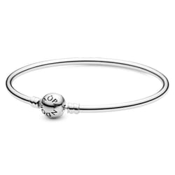 Pandora Moments Sterling Silver Ball Clasp Bangle for Women - Compatible Moments Charms - Bangle Charm Bracelet - Gift for Her - 6.7""""