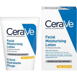 CeraVe AM Facial Moisturising Lotion SPF 25 | 52ml/1.75oz | Daily Facial Moisturiser with SPF for Normal to Dry Skin