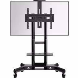 ONKRON Mobile TV Stand with Mount for 55-Inch Screens - Rolling Monitor Cart with Wheels and Adjustable Shelf - VESA Compatible 400x400mm TS1551 Black - Additional view 4