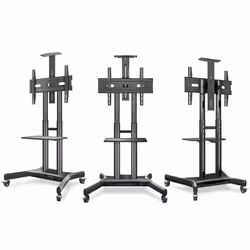 ONKRON Mobile TV Stand with Mount for 55-Inch Screens - Rolling Monitor Cart with Wheels and Adjustable Shelf - VESA Compatible 400x400mm TS1551 Black - Additional view 7