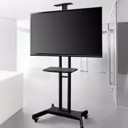ONKRON Mobile TV Stand with Mount for 55-Inch Screens - Rolling Monitor Cart with Wheels and Adjustable Shelf - VESA Compatible 400x400mm TS1551 Black - Additional view 8