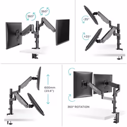 ONKRON Dual Monitor Desk Mount for 13 to 32Inch up to 8 kg G140 Black