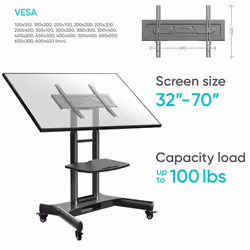ONKRON Tilting Mobile TV Stand for 32 - 70 Inch TS1350 Black - Additional view 10