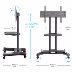 ONKRON Tilting Mobile TV Stand for 32 - 70 Inch TS1350 Black - Additional view 11