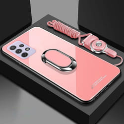 Tempered Glass Phone Case For Samsung Galaxy A73 A53 A33 A13 A03S A22 A52 A32 A42 A51 A71 A72 A12 5G Magnetic Ring Holder S - pink, For Samsung A13 5G