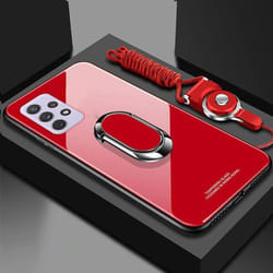 Tempered Glass Phone Case For Samsung Galaxy A73 A53 A33 A13 A03S A22 A52 A32 A42 A51 A71 A72 A12 5G Magnetic Ring Holder St - red, For Samsung A32 5G