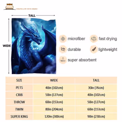 Blue Dragon Throw Blanket Dragon Blanket Gifts for Dragon Lovers Soft Flannel Blanket Gifts for Boys Girls Woman Man Blue Dragon Blanket for Living Ro