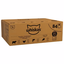 whiskas 1 plus Adult Mixed Selection in Jelly 84 Pouches, Adult Wet Cat Food, Megapack (84 x 85 g)