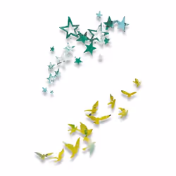 Sizzix Thinlits Die Set 662673, Birds & Stars, 2 Pack, Metal, Multicolour, Multiple Sizes