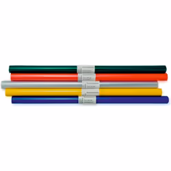 Landre 100420048 Book Cover Film 2 x 0.4 m Pack of 10 Rolls in Assorted Colours Book Binding Film, 2 x 0.4 m Roll, 5 Colours