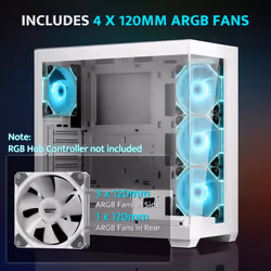 darkFlash ATX Mid-Tower PC Case  Pre-Install 4 PWM ARGB Fans Computer Case  Full View Dual Tempered Glass Gaming PC Case  Type C Port  Suppo