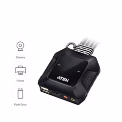 ATEN 2-Port USB 4K HDMI Cable KVM Switch with Remote Port Selector - Additional view 7