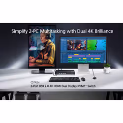 ATEN 2-Port USB 4K HDMI Dual-Display KVMP Switch (Cables included) - Additional view 4