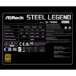 Asrock SL-1000G power supply unit 1000 W 24-pin ATX ATX Black - Additional view 8
