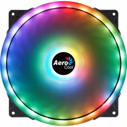 Aerocool DUO20 PC Fan 20cm ARGB LED Dual Ring Antivibration 6 Pins Black, Fan, 20 cm, 700 RPM, Black