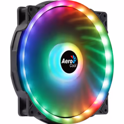 Aerocool DUO20 PC Fan 20cm ARGB LED Dual Ring Antivibration 6 Pins Black
