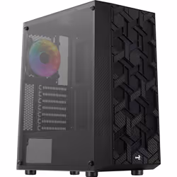 Aerocool Hive FRGB, Midi Tower, PC, Black, ATX, micro ATX, Mini-ITX, Acrylonitrile butadiene styrene (ABS), SPCC, Gaming