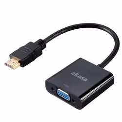 Akasa AK-CBHD15-20BK, 0.2 m, VGA (D-Sub), HDMI Type A (Standard), Male, Female, Black