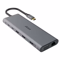 Akasa AK-CBCA28-18BK laptop dock/port replicator Wired USB 3.2 Gen 1 (3.1 Gen 1) Type-C Black, Grey