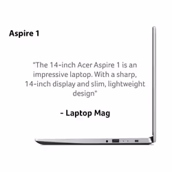 Acer Aspire 1 A114-33 14 inch Laptop - (Intel Celeron N4020, 4GB, 64GB, Full HD Display, Microsoft Office 365, Windows 10 in S Mode, Silver)