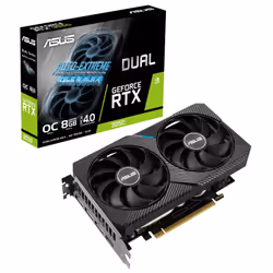 ASUS Dual GeForce RTX 3050 OC Edition 8GB, GeForce RTX 3050, 8 GB, GDDR6, 128 bit, 7680 x 4320 pixels, PCI Express x16 4.0