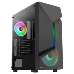 Aerocool SCAPEBKV3 Gaming ATX Case Front RGB LED Tempered Glass 3x ARGB Fans Black