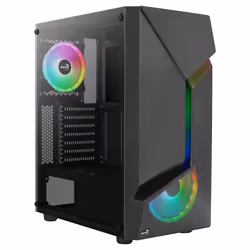 Aerocool SCAPEBKV3 Gaming ATX Case Front RGB LED Tempered Glass 3x ARGB Fans Black - Additional view 2