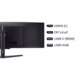 Acer X Predator X49X curved ultra-wide QD-OLED gaming monitor - 49", 32:9, QD-OLED, 1800R curve, Double Quad HD, 240Hz, 0.03ms, AMD FreeSync Premium, DisplayHDR 400 True Black, HDMI, DP & USB-C - Additional view 8