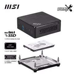 MSI Cubi 5 12M Intel Core i7 1255U Barebone, NUC, SFF, Mini Computer, HTPC, (NO RAM, NO Storage, NO OS), IRIS XE Graphics/ThunderBolt 4/Type C/HDMI/DisplayPort/Dual LAN/WiFi 6E/BT 5.3/VESA - Additional view 7