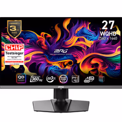 MSI MPG 271QRXDE QD-OLED, 67.3 cm (26.5"), 2560 x 1440 pixels, Wide Quad HD, QD-OLED, 1 ms, Black