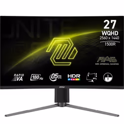 MSI MAG 27CQ6PF, 68.6 cm (27"), 2560 x 1440 pixels, Wide Quad HD, LCD, 0.5 ms, Black