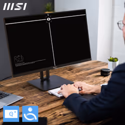 MSI Pro MP245PG 24 Inch Monitor, FHD (1920 x 1080), 100Hz, IPS, 1ms, 1x HDMI 1.4b, 1x DP 1.2a output, 1x D-Sub(VGA), Built-in Speakers, Anti-Glare, Anti-Flicker, Less Blue light, TÜV Certified, VESA, Kensington, 4-way adjustable stand, Black - Additional view 5