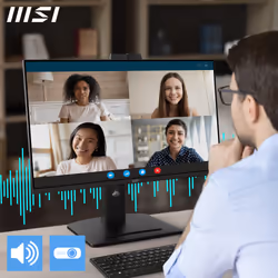 MSI Pro MP275QPDG 27 Inch Monitor, QHD (2560 x 1440), 100Hz, IPS, 1ms, 2x HDMI 2.0b, 1x DP 1.2a input, 1x DP 1.2a output, 1x Type-C (DP alt.) w/ 98W PD, 1x LAN, 4xUSB 5Gbps Type-A, 1x USB 5Gbps Type-B, Built-in Speakers, Webcam, Daisy Chain, HDR Ready, Anti-Glare, Anti-Flicker, Less Blue light, TÜV Certified, VESA, Kensington, 4-Way adjustable stand, Black - Additional view 7