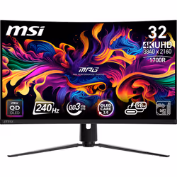 MSI MPG 321CURXDE QD-OLED, 80 cm (31.5"), 3840 x 2160 pixels, 4K Ultra HD, QD-OLED, 0.05 ms, Black