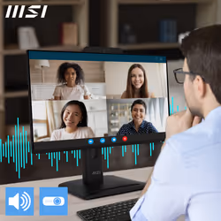 MSI Pro MP242PMG 23.8 Inch Monitor, FHD (1920 x 1080), 120Hz, IPS, 1ms, 1x HDMI 1.4b, 1x DP 1.2a, 1x D-Sub(VGA), 2xUSB 5Gbps Type-A, 1x USB 5Gbps Type-B, Built-in Speakers, Webcam, Anti-Glare, Anti-Flicker, Less Blue light, TÜV Certified, VESA, Kensington, Black - Additional view 4