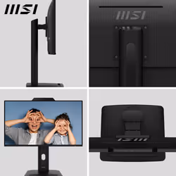MSI Pro MP242PMG 23.8 Inch Monitor, FHD (1920 x 1080), 120Hz, IPS, 1ms, 1x HDMI 1.4b, 1x DP 1.2a, 1x D-Sub(VGA), 2xUSB 5Gbps Type-A, 1x USB 5Gbps Type-B, Built-in Speakers, Webcam, Anti-Glare, Anti-Flicker, Less Blue light, TÜV Certified, VESA, Kensington, Black - Additional view 6