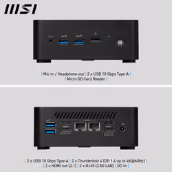 MSI Cubi NUC 13MQG Intel Core i5 1345U vPRO Desktop PC, NUC, SFF, Mini Computer, HTPC, (8GB RAM, 512GB Storage, Windows 11 PRO), vPRO/Intel Graphics/DDR5/Dual ThunderBolt 4/Dual HDMI/Dual LAN/WiFi 6E/BT 5.3/VESA - Additional view 7