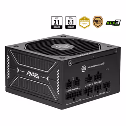 MSI MAG A650GLS PCIE5, 650 W, 100 - 240 V, 1430 W, 50/60 Hz, Active, 90%