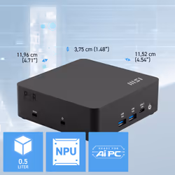 MSI Cubi NUC AI 1UMG i5 125H FS 16GB 500GB W11P Intel Core Ultra 5 DDR5-SDRAM 512 GB SSD Windows 11 Pro Mini PC Black