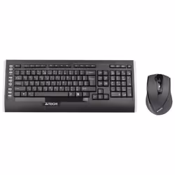 A4Tech 9300F, Full-size (100%), Wireless, RF Wireless, QWERTY, Black, Mouse included