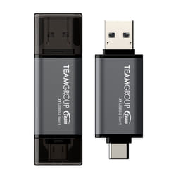 Team Group X1 USB 3.2 Gen1 USB flash drive 128 GB USB Type-A / USB Type-C 3.2 Gen 1 (3.1 Gen 1) Black, Grey