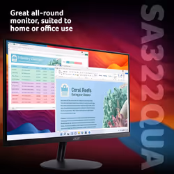 Acer SA322QUE - 32" Quad HD (2560x1440), 100Hz, 1ms, DP, HDMI, Black