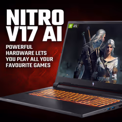 Acer Nitro V 17 AI ANV17-41 - AMD Ryzen 7 260, 16GB, 1TB SSD, NVIDIA GeForce RTX 5070, 17.3" Full HD, Windows 11 Gaming Laptop