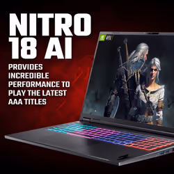 Acer Nitro 18 AI AN18-61 - AMD Ryzen AI 7 350, 16GB, 1TB SSD, NVIDIA GeForce RTX 5070Ti, 18"WQXGA, Windows 11 Gaming Laptop