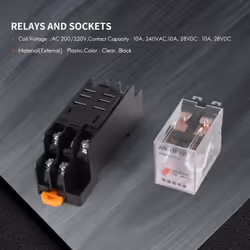 LY2NJ HH62P-L JQX-13F 220V AC Coil DPDT Power Relay 8 Pin w PTF08A Socket