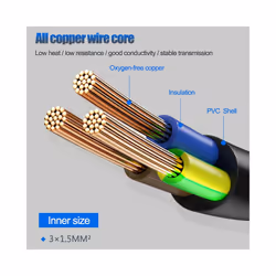 Europea Male Plug to Female Socket Power Cable for PC Computer (0.6M)