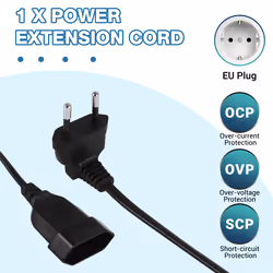 Europea Male Plug to Female Socket Power Cable for PC Computer (0.)