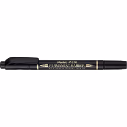 Pentel Twin Tipped Permanent Marker - Fine/Extra Fine Nib - Black - Single