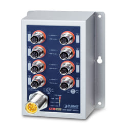 PLANET IP50 Ind 8-P 10/100TX M12 Unmanaged Power over Ethernet (PoE) Blue, Grey