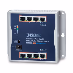 PLANET IP30 Industrial 8-Port, Unmanaged, Gigabit Ethernet (10/100/1000), Power over Ethernet (PoE), Rack mounting, Wall moun ...
